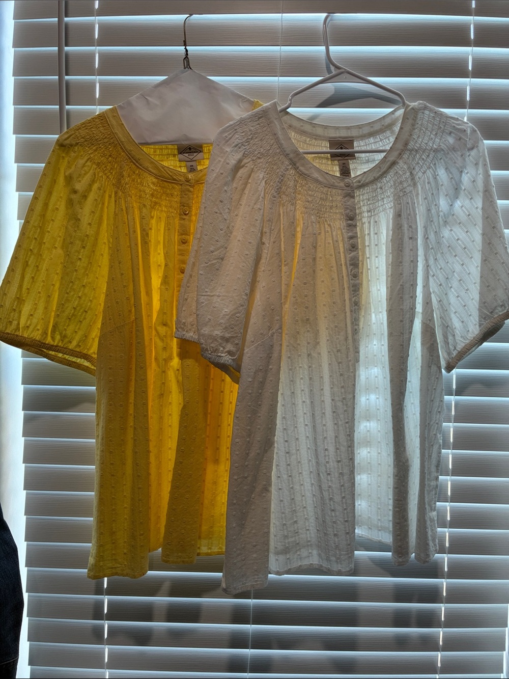 St. John's Bay Eyelet Button-Front Blouse in White and Yellow